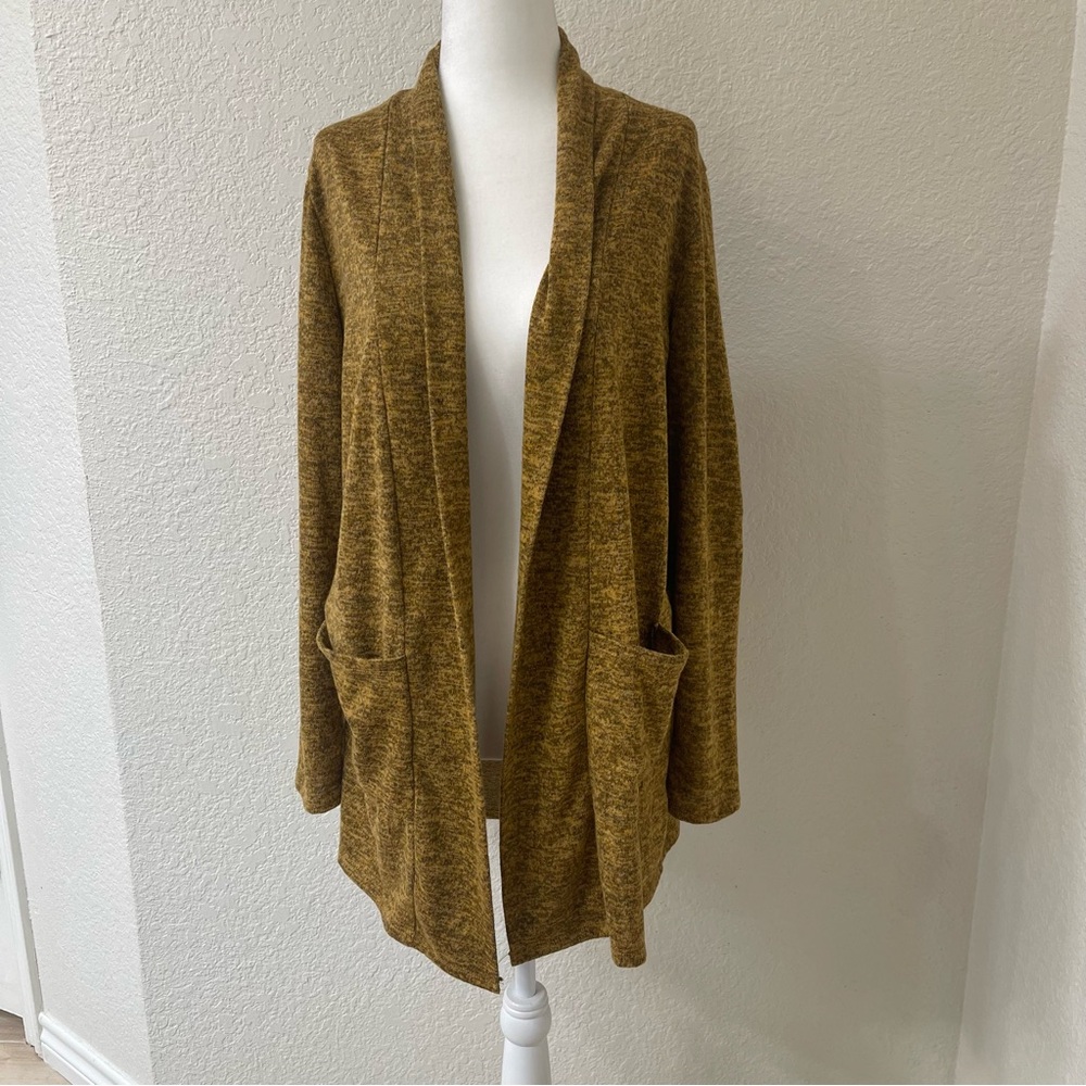 Brown Long Cardigan Sweater with Shawl Collar